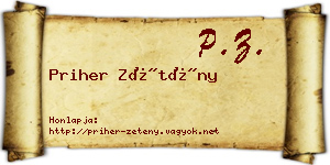 Priher Zétény névjegykártya